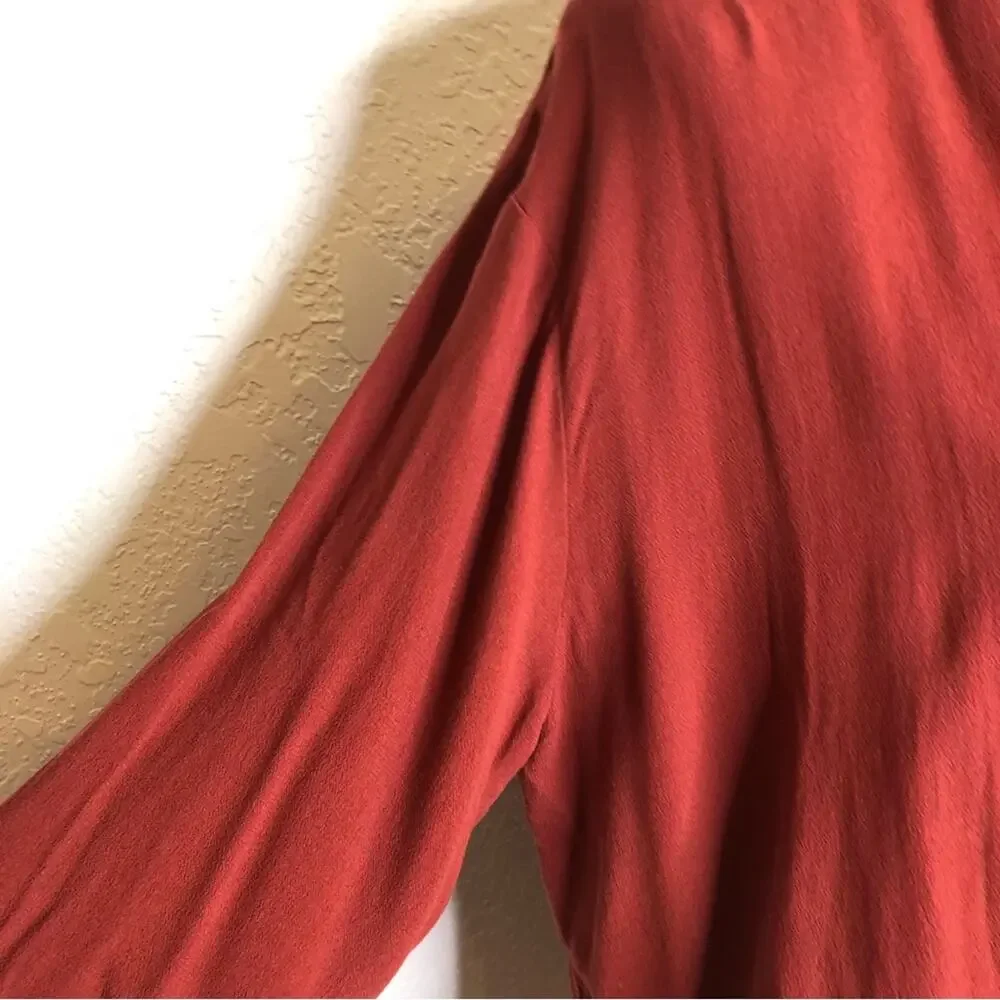Intimately Free People Elsa rust red plunge wrap lace bottom bodysuit size Large